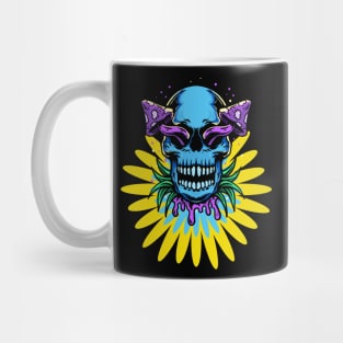 traditional tatto : cute skull with flower Mug